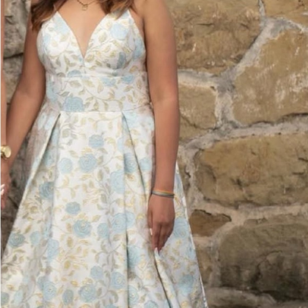 Floral Blue and White Dress